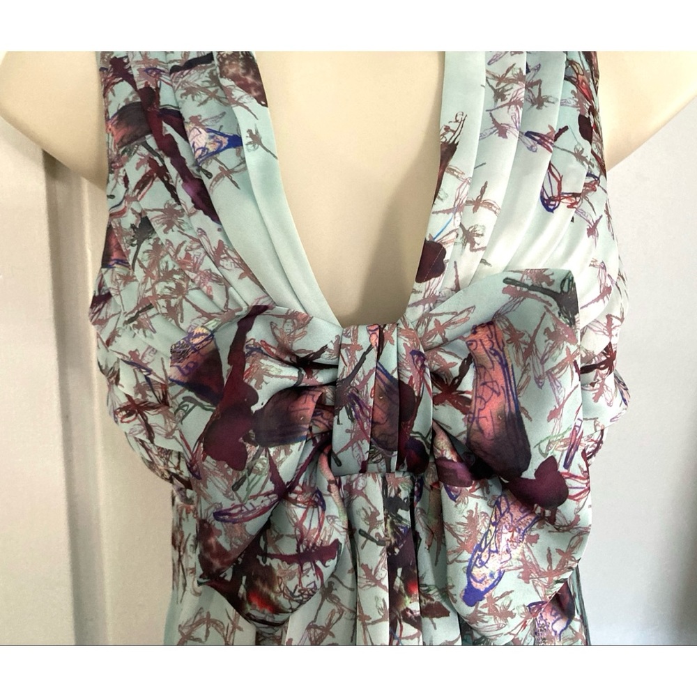 Ted Baker Dragonfly Print CARII Satin Dress Empire Waist Aqua/Light Blue - Picture 3 of 12